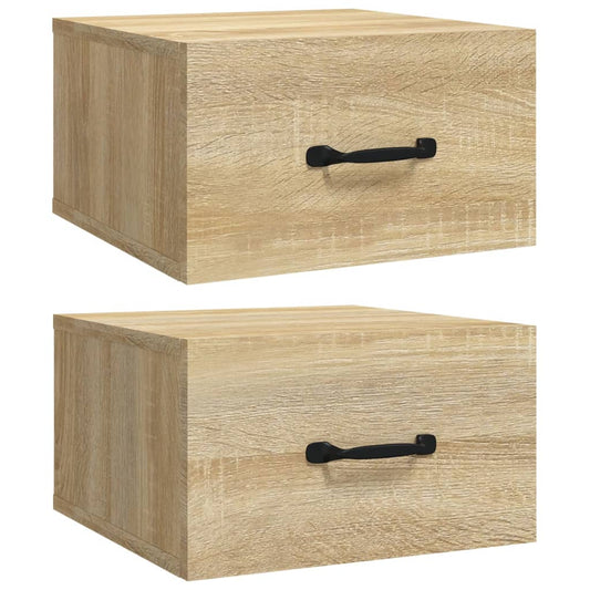Wand-Nachttische 2 Stk. Sonoma-Eiche 35x35x20 cm