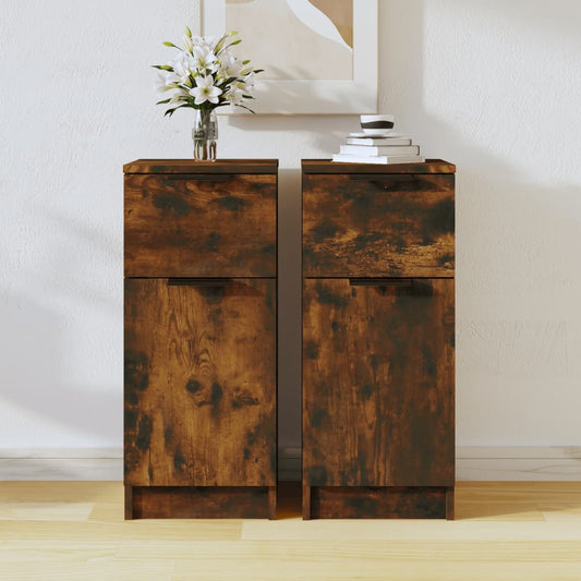 Skænke 2 stk Røget eg 30x30x70 cm træmateriale