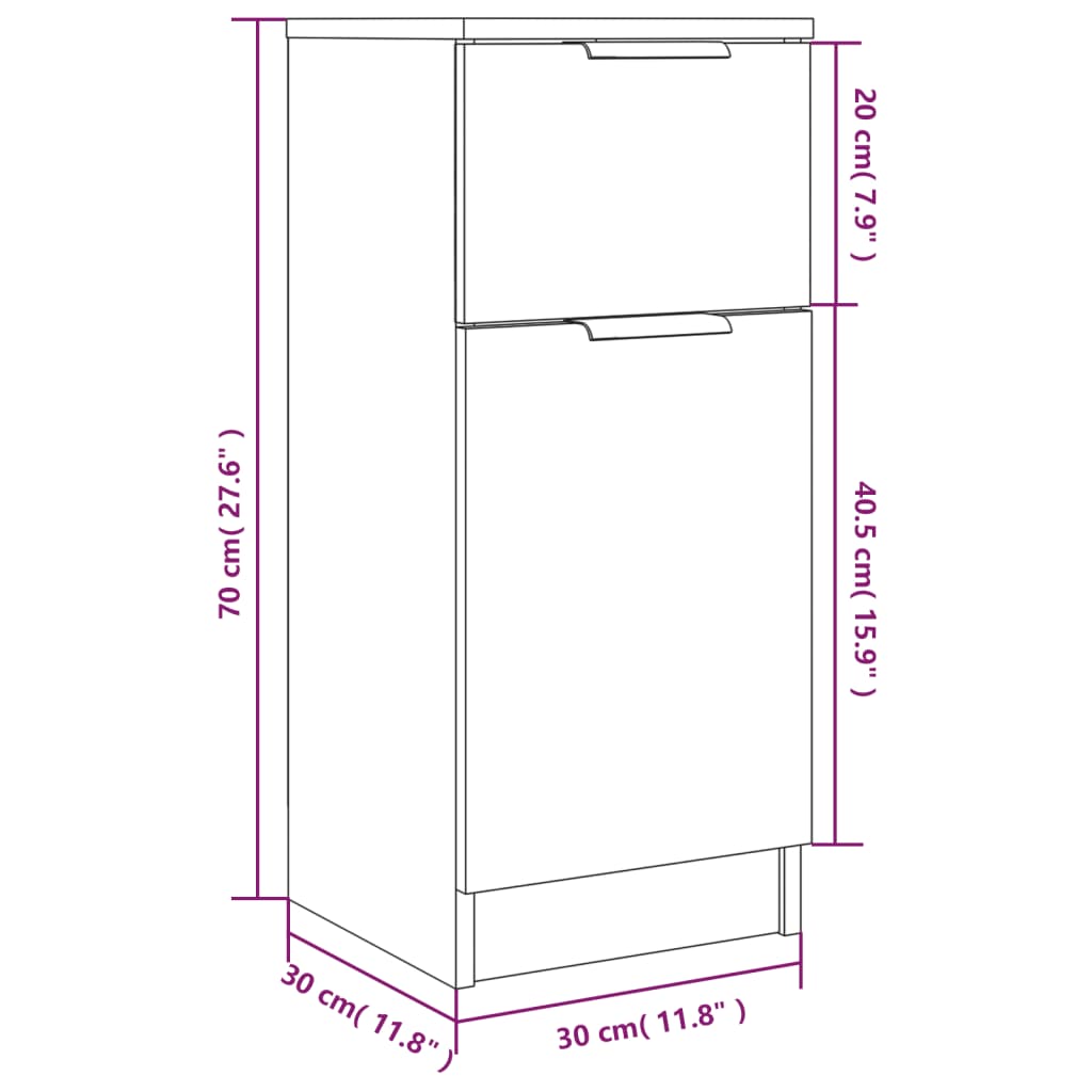 Sideboard Braun Eichen-Optik 30x30x70 cm Holzwerkstoff