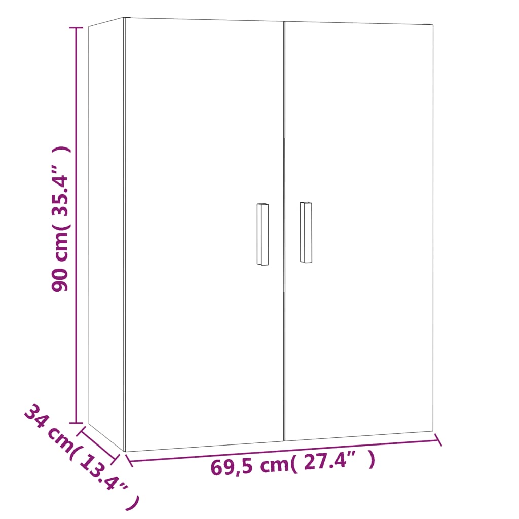 Overskab Brun Eg Look 69,5x34x90 cm