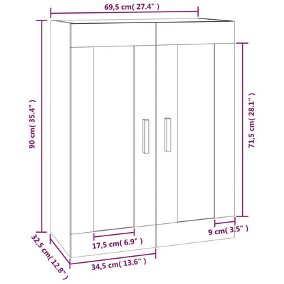 Wandschrank Braun Eichen-Optik 69,5x32,5x90 cm Holzwerkstoff