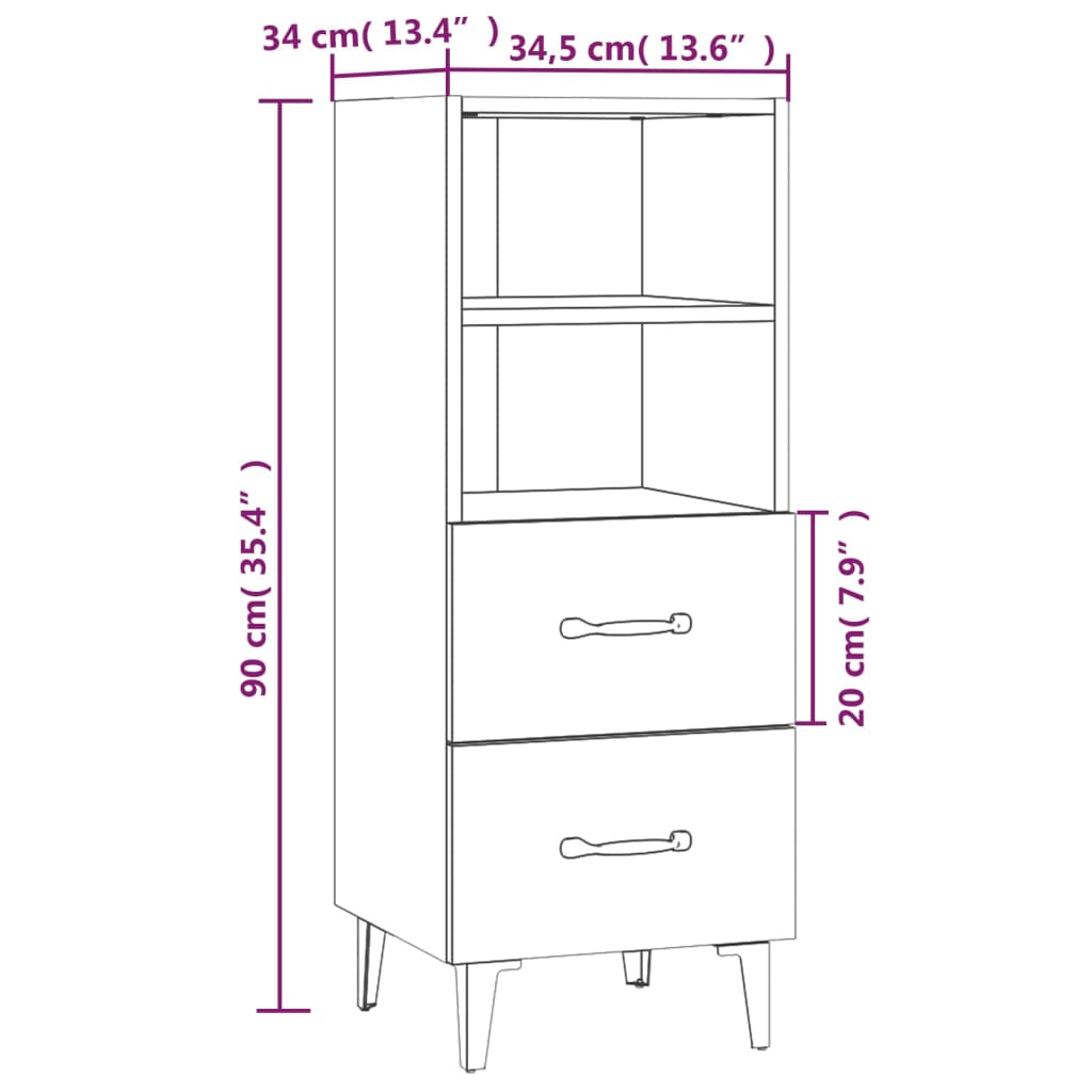 Sideboard Braun Eichen-Optik 34,5x34x90 cm Holzwerkstoff