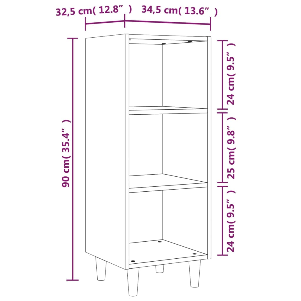Sideboard Räuchereiche 34,5x32,5x90 cm Holzwerkstoff