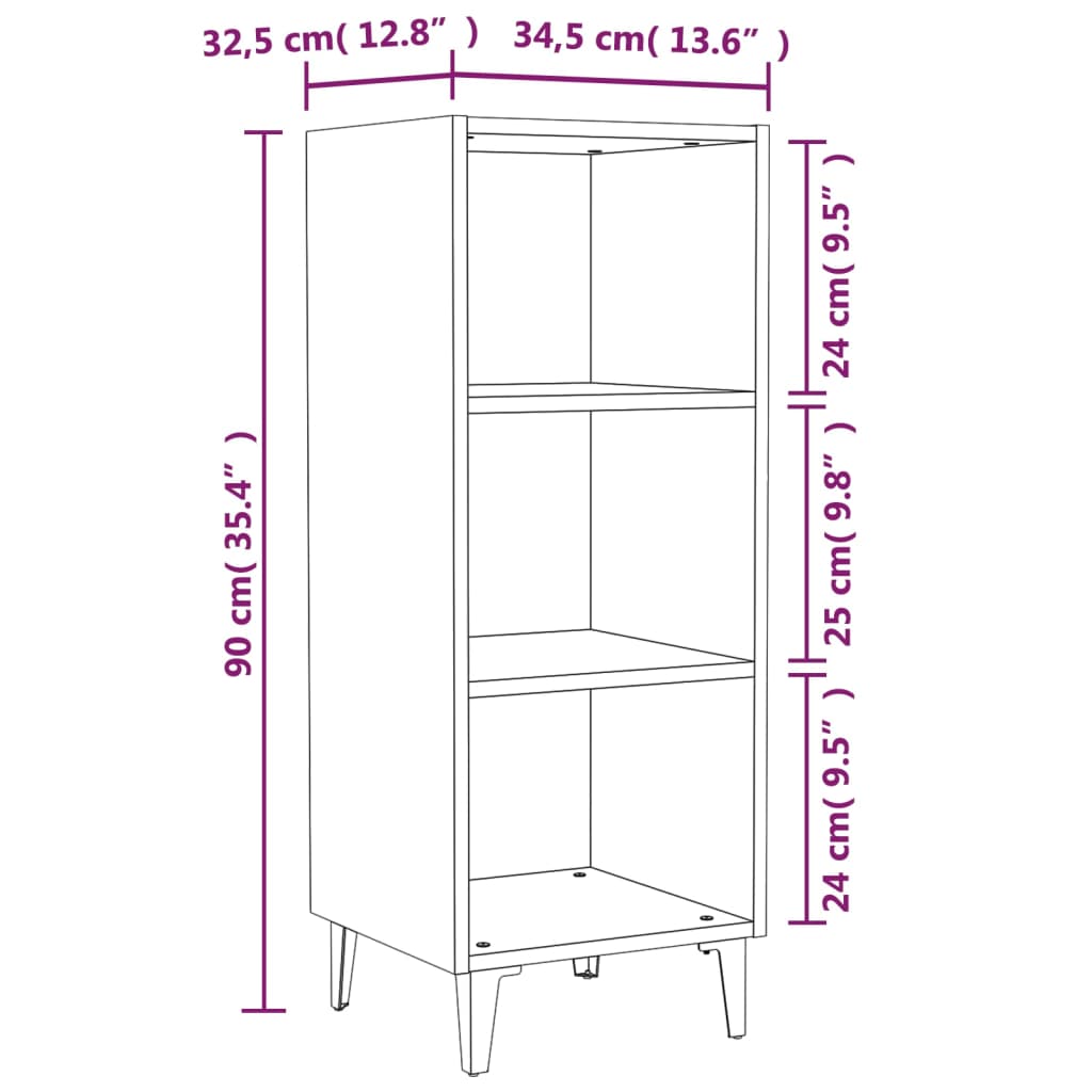 Skænk Brun Eg Look 34,5x32,5x90 cm Træmateriale