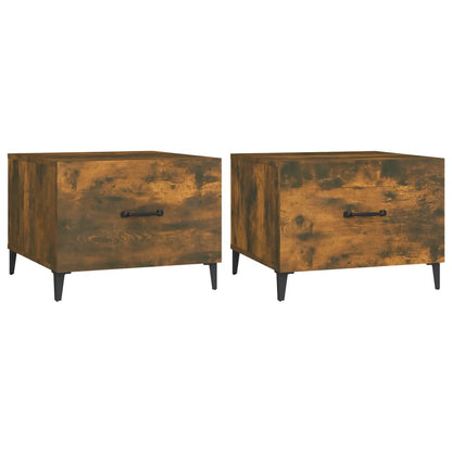Sofaborde med metalben 2 stk Røget eg 50x50x40 cm