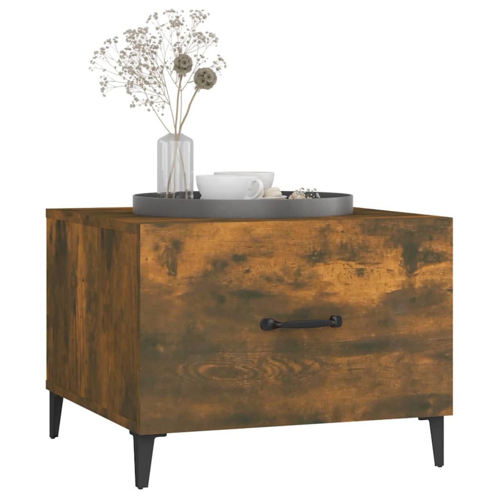 Sofaborde med metalben 2 stk Røget eg 50x50x40 cm