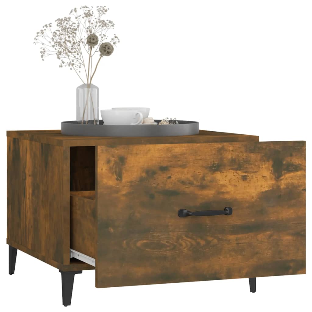 Sofaborde med metalben 2 stk Røget eg 50x50x40 cm
