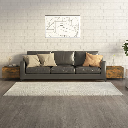 Sofaborde med metalben 2 stk Røget eg 50x50x40 cm