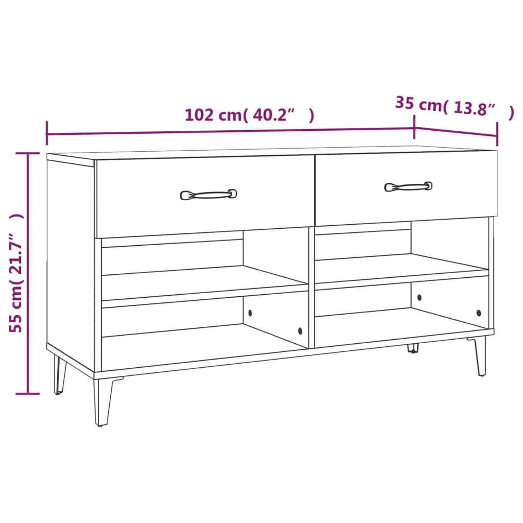Skoskab Grå Sonoma 102x35x55 cm Træmateriale