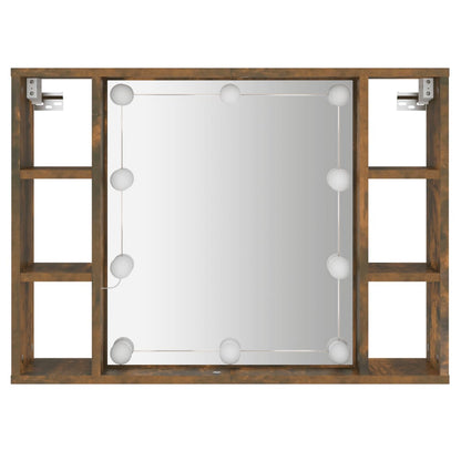 Spiegelschrank mit LED Räuchereiche 76x15x55 cm