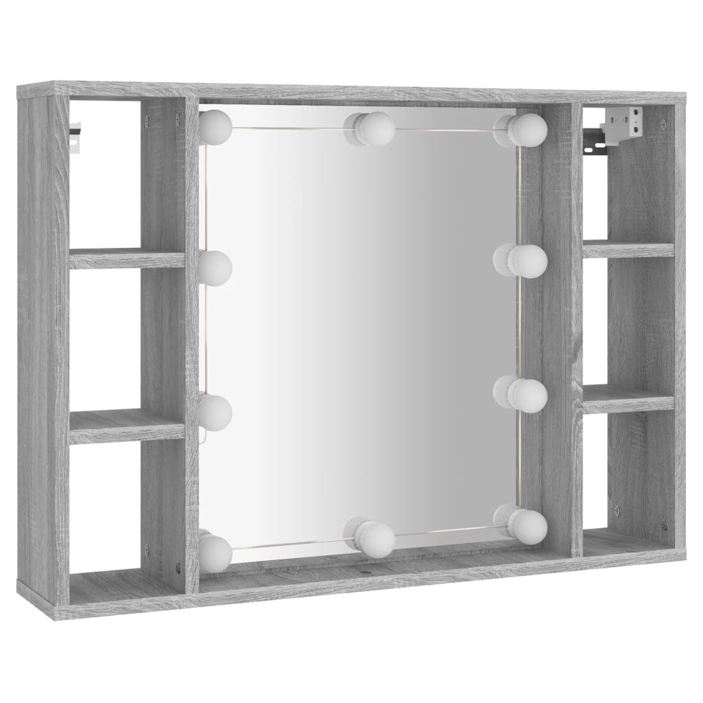 Spiegelschrank mit LED Grau Sonoma 76x15x55 cm