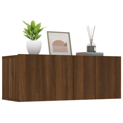 TV-Schränke 2 Stk. Braun Eichen-Optik 80x30x30 cm Holzwerkstoff
