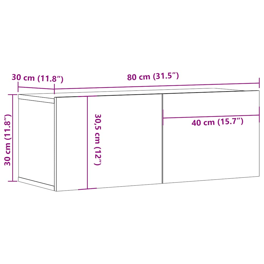 TV-Schränke 2 Stk. Braun Eichen-Optik 80x30x30 cm Holzwerkstoff