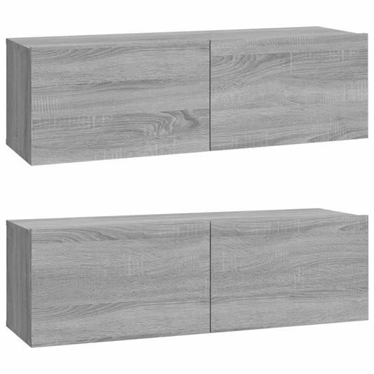 TV overskabe 2 stk Grå Sonoma 100x30x30 cm træmateriale