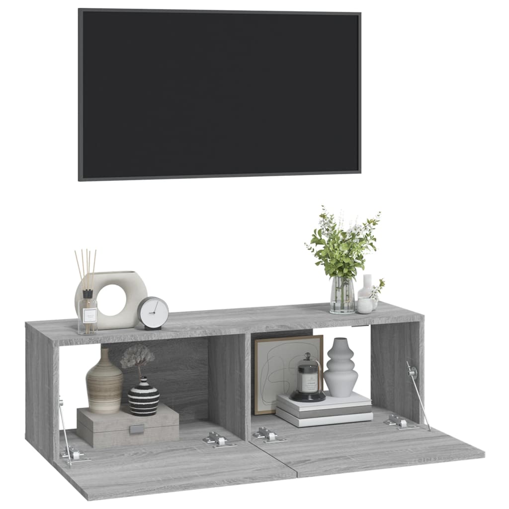 TV overskabe 2 stk Grå Sonoma 100x30x30 cm træmateriale
