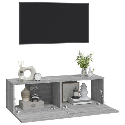 TV overskabe 2 stk Grå Sonoma 100x30x30 cm træmateriale
