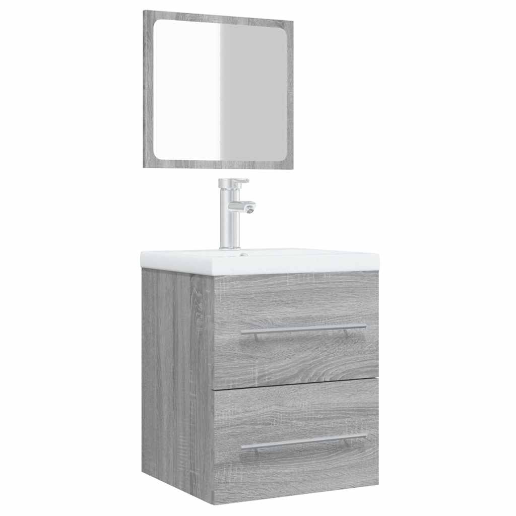 Badschrank mit Spiegel Grau Sonoma 41x38,5x48 cm
