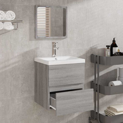 Badschrank mit Spiegel Grau Sonoma Holzwerkstoff