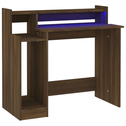 Skrivebord med lysdioder Brown Oak Look 97x45x90 Træmateriale
