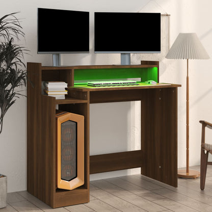 Skrivebord med lysdioder Brown Oak Look 97x45x90 Træmateriale