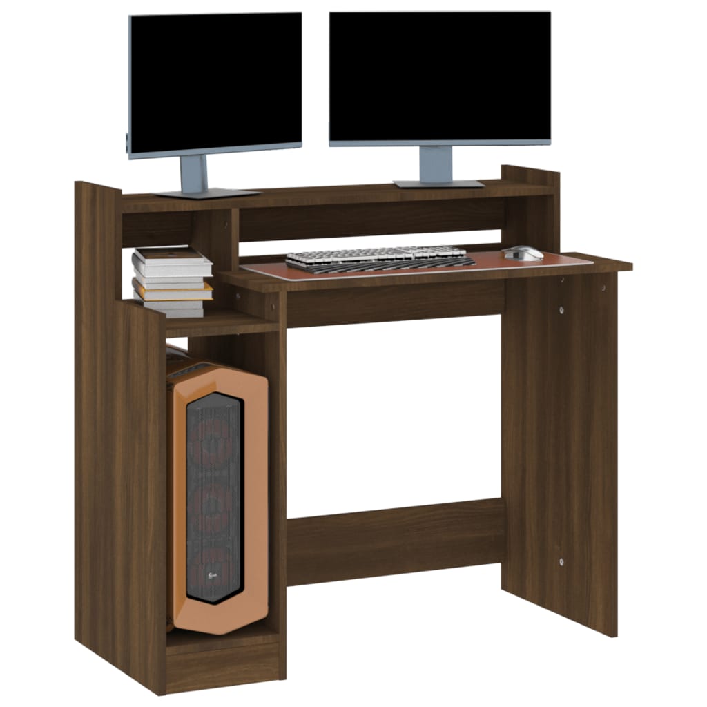Skrivebord med lysdioder Brown Oak Look 97x45x90 Træmateriale