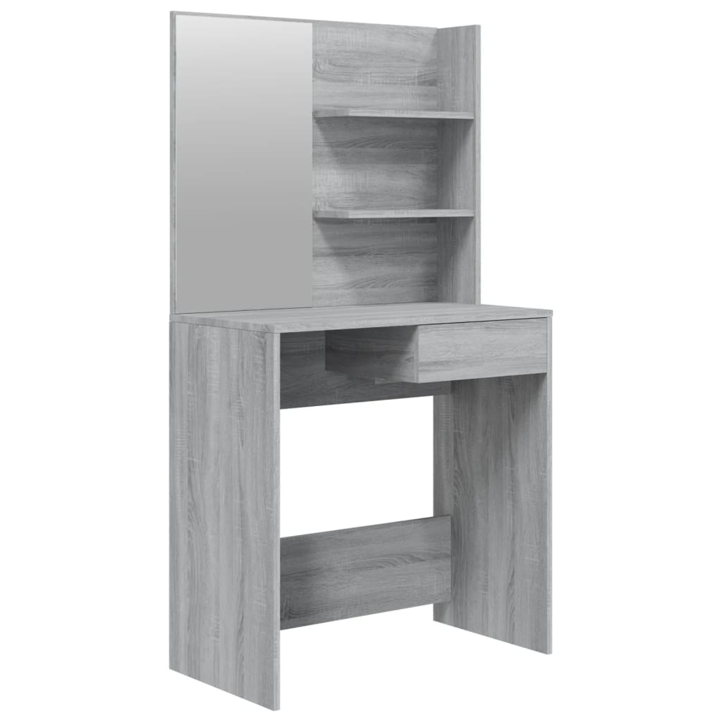 Schminktisch mit Spiegel Grau Sonoma 74,5x40x141 cm