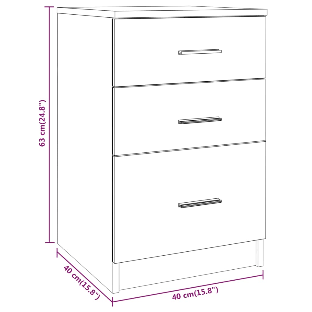 Nachttisch Grau Sonoma 40x40x63 cm Holzwerkstoff