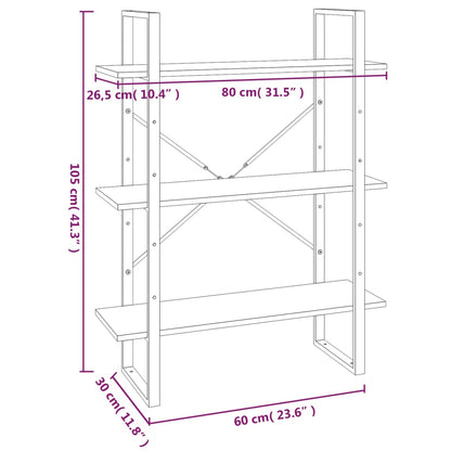 Bücherregal Grau Sonoma 80x30x105 cm Holzwerkstoff