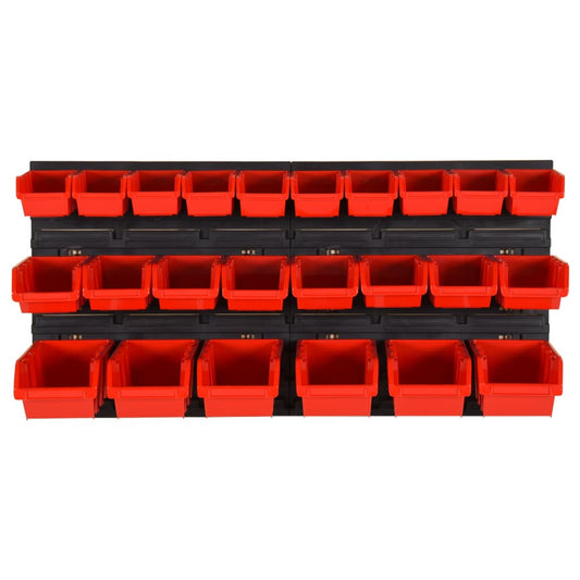 26-tlg Stapelboxen-Wandregal Rot & Schwarz 77x39cm Polypropylen