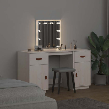 Schminktisch-Set mit LED Weiß Massivholz Kiefer