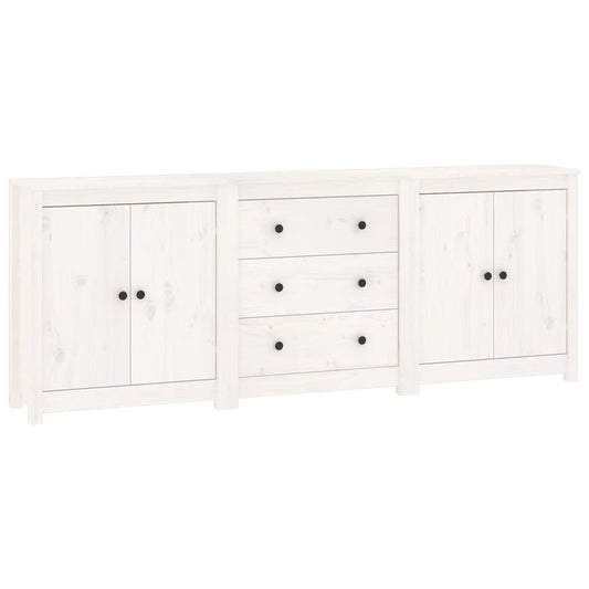 Sideboard Weiß 210x35x80 cm Massivholz Kiefer