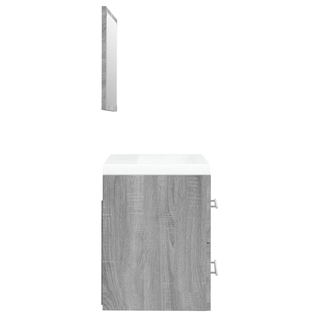 Waschbeckenschrank mit Einbaubecken Grau Sonoma Holzwerkstoff