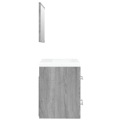 Waschbeckenschrank mit Einbaubecken Grau Sonoma Holzwerkstoff