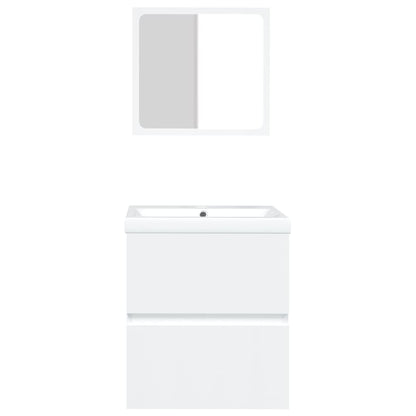 Waschbeckenunterschrank mit Waschbecken und Spiegel Weiß