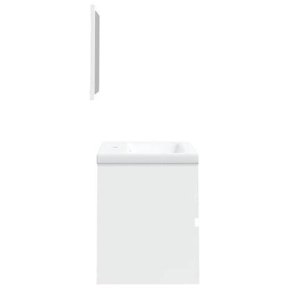 Waschbeckenunterschrank mit Waschbecken und Spiegel Weiß