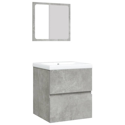 Waschbeckenunterschrank mit Waschbecken und Spiegel Betongrau