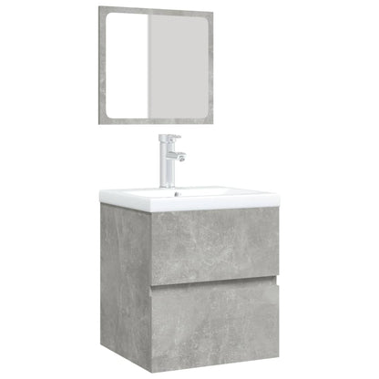 Waschbeckenunterschrank mit Waschbecken und Spiegel Betongrau