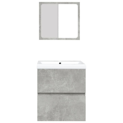 Waschbeckenunterschrank mit Waschbecken und Spiegel Betongrau