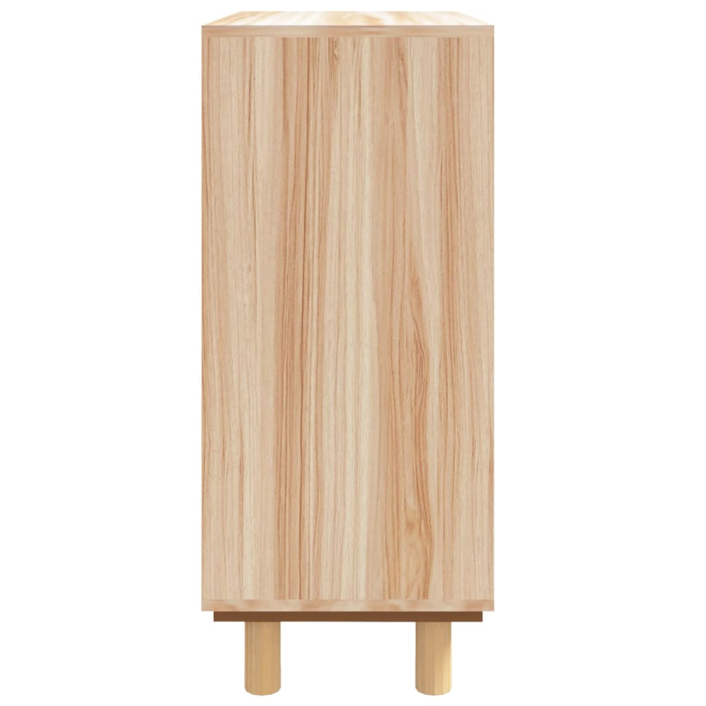 Sideboard Braun 60x30x70 cm Massivholz Kiefer und Natur-Rattan