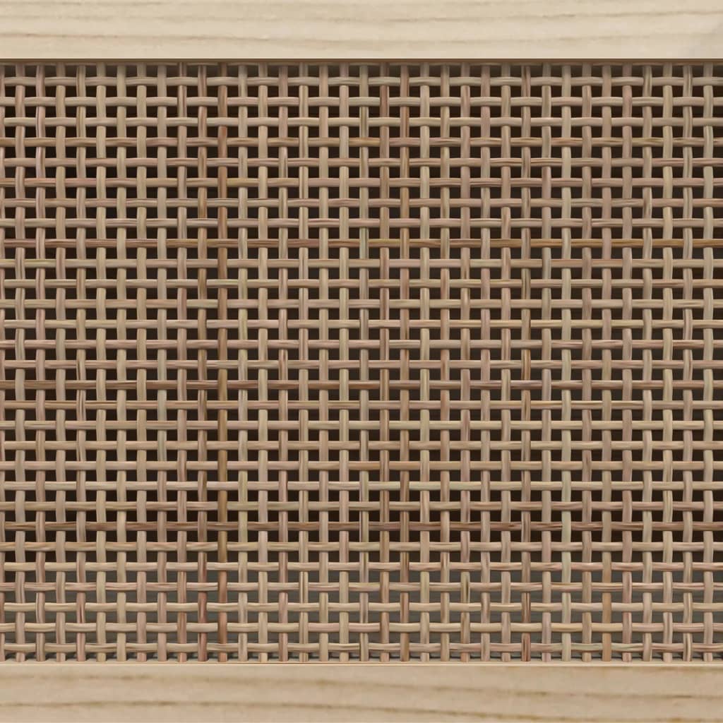 Sideboard Braun 60x30x70 cm Massivholz Kiefer und Natur-Rattan