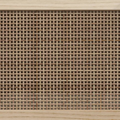 Sideboard Braun 60x30x70 cm Massivholz Kiefer und Natur-Rattan