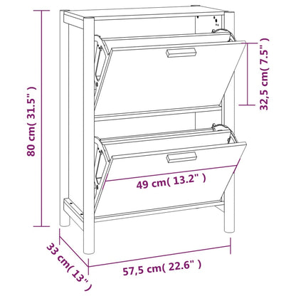 Schuhschrank Schwarz 57,5x33x80 cm Holzwerkstoff