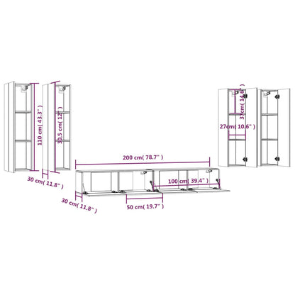 6-tlg. TV-Schrank-Set Grau Sonoma Holzwerkstoff
