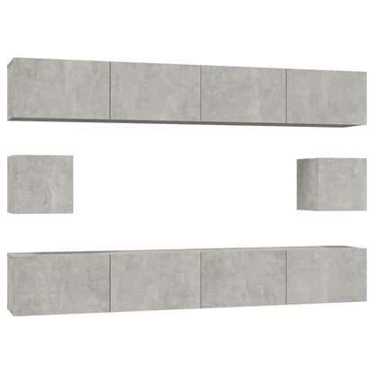 6-tlg. TV-Schrank-Set Betongrau Holzwerkstoff