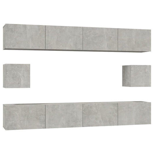 6-tlg. TV-Schrank-Set Betongrau Holzwerkstoff