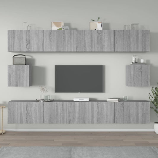 6-tlg. TV-Schrank-Set Grau Sonoma Holzwerkstoff