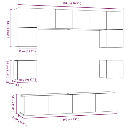 8-tlg. TV-Schrank-Set Grau Sonoma Holzwerkstoff