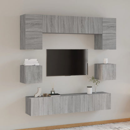8-tlg. TV-Schrank-Set Grau Sonoma Holzwerkstoff
