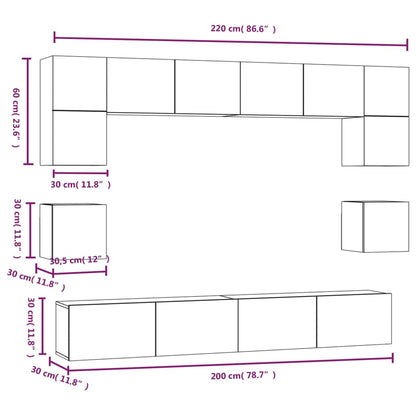 8-tlg. TV-Schrank-Set Weiß Holzwerkstoff