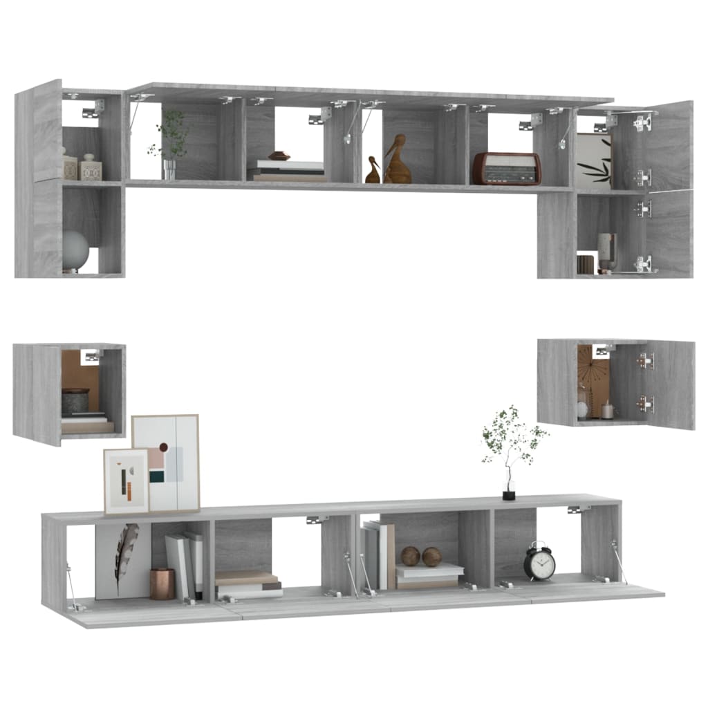 8-tlg. TV-Schrank-Set Grau Sonoma Holzwerkstoff